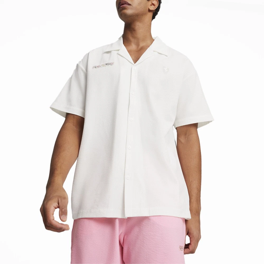 Puma Scuderia Ferrari Race camicia con colletto manica corta e bottoni uomo bianca casual