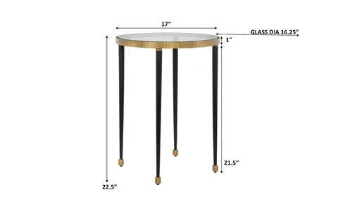Uttermost 22965 Stiletto 17" Diameter Glass and Iron Accent Table - Gold - Picture 4 of 4