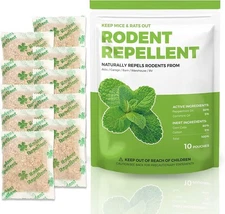 10 Pouches Mice Repellent for House, Peppermint Rodent Repellent, Rats Repellent