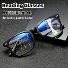 Square Progressive Reading Glasses Blue Light Blocking Multifocus Readers BLACK