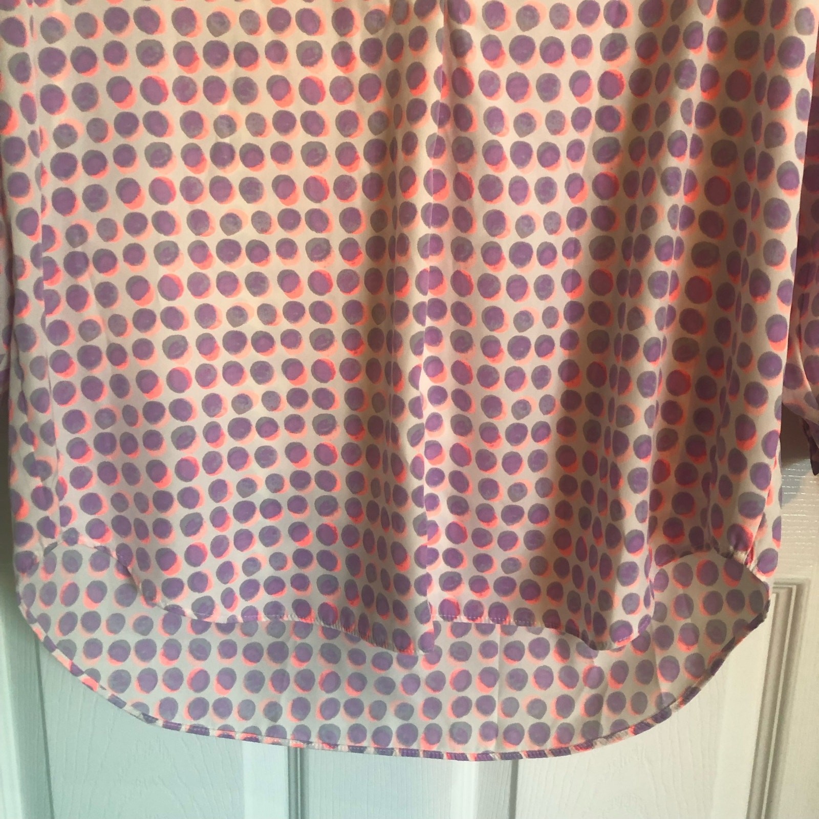 GAP Split Neck Mixed Geometric Purple Dot Print 3… - image 5