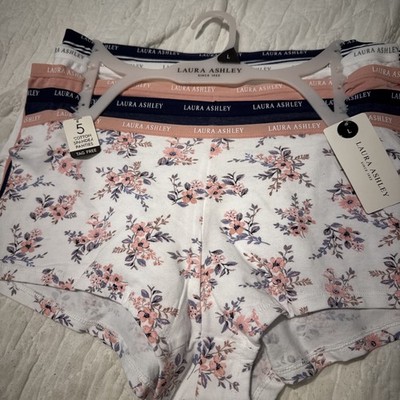 5 Laura Ashley Panties Soft Boyshort Underwear Lingerie Cotton Spandex Large