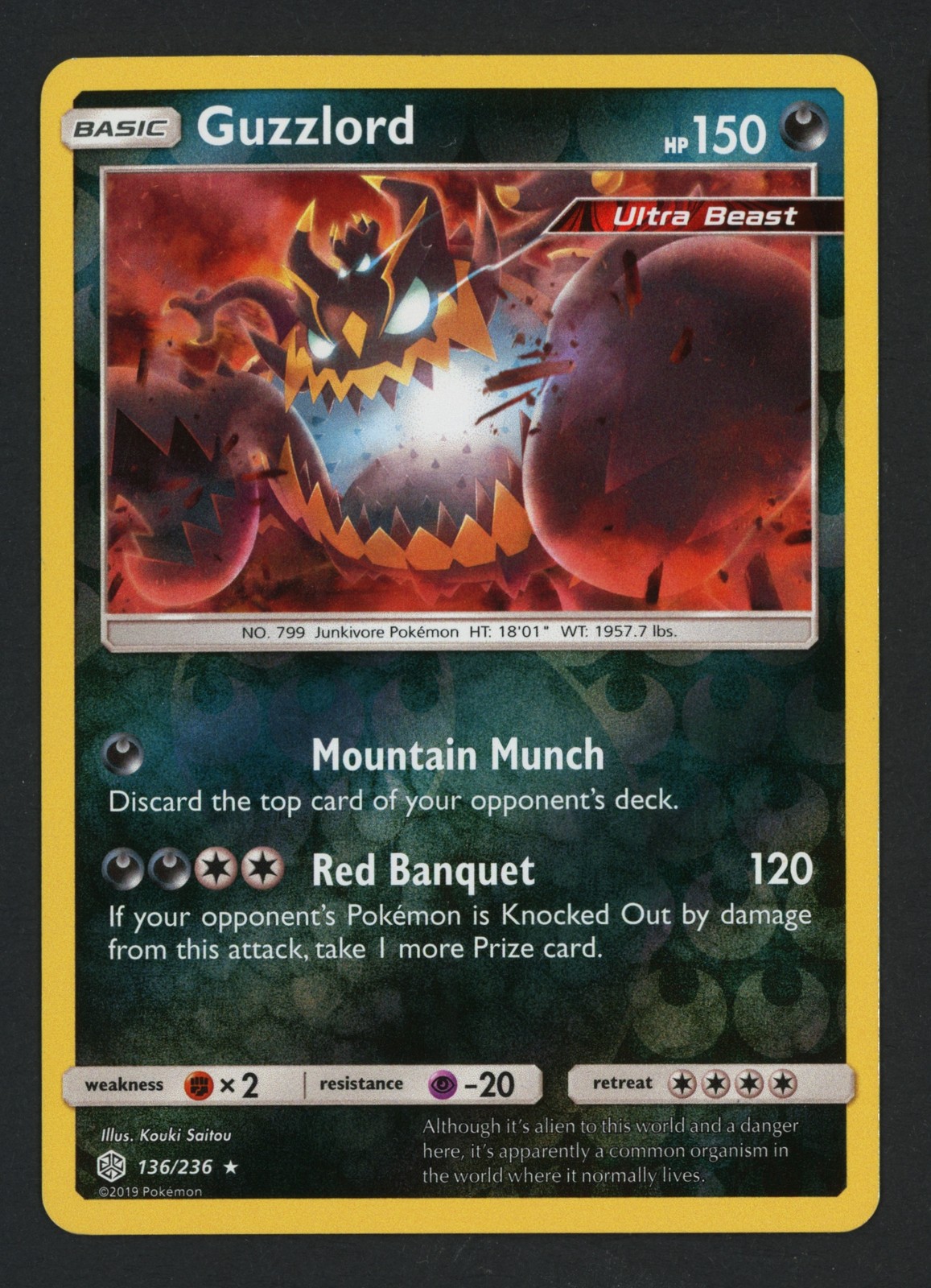 Guzzlord 136/236 Reverse SM - Cosmic Eclipse Holo Rare Pokemon TCG