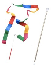 Twirling Baton - 28 Stainless Steel With Rainbow Dancing Ribbon