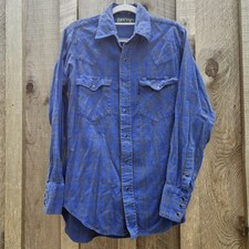 VTG 1989 Levi s Sutter Creek WPL 423 Flannel Shirt MEDIUM Blue Grey Plaid 90s