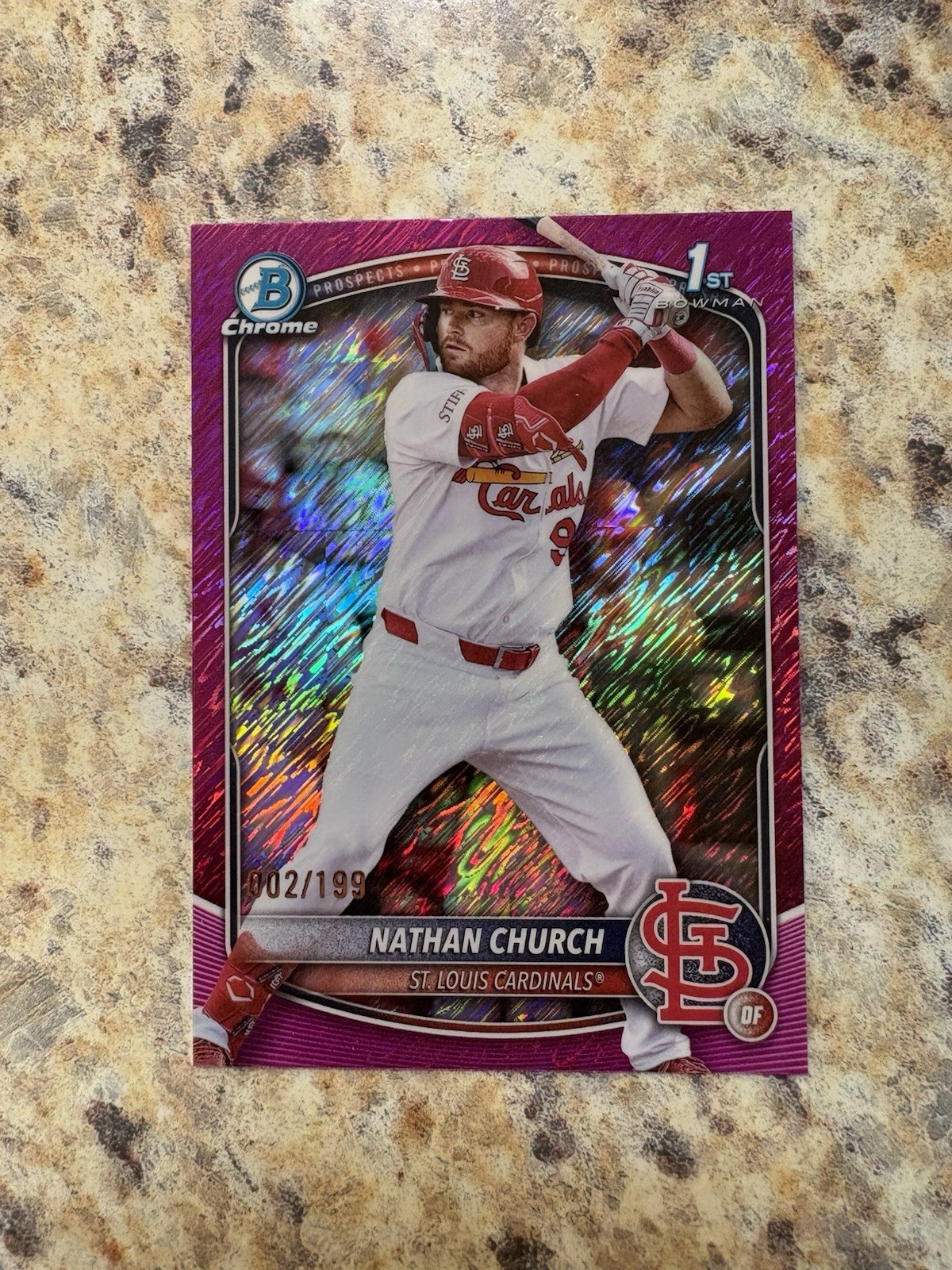 2025 Bowman Chrome 1st Nathan Church Fuchsia Shimmer Refractor /299