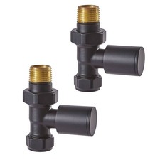 Modern Matt BLACK Modern Straight Radiator/Heated Towel Rail Valves