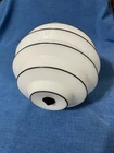 Vintage Art Deco Milk Glass Pendant Hanging Light Globe Black Piping
