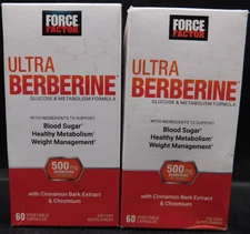 Lot Of 2 Force Factor Ultra Berberine 60 Caps Ea Exp: 11/26 New & Sealed
