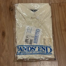 VTG Lands End Men s Ecru Dress Shirt Button-Down Size 16 1/2-32 100 Cotton NEW