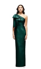 Alfred Sung One shoulder Column Gown/Dress Evergreen (D861) - size 2