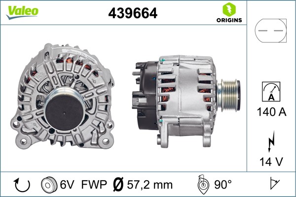 439664 Valeo Generator FüR Audi,Chrysler,Dodge,Ford,Jeep,Opel,Seat,Skoda,Skoda (-image