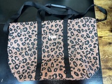 Victoria's Secret Pink Leopard Large 23" x 14" Zip Top Tote Bag Cocoa Powder