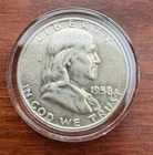 1958 D FRANKLIN HALF DOLLAR 90% SILVER Circulated in Airtite Holder