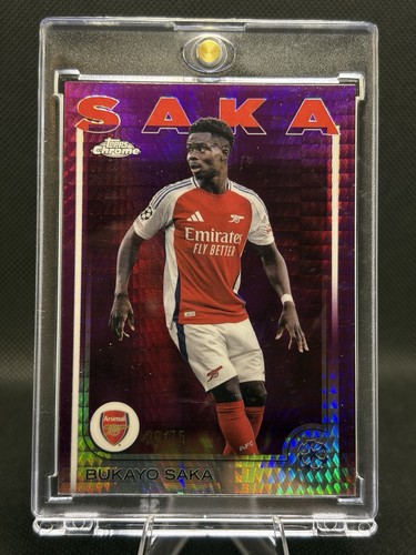 Bukayo Saka - 2025 Topps Chrome UEFA UCL /75 Purple Hyper Parallel #77 Arsenal