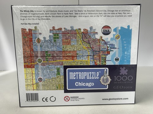 Neu im Karton Geoys Metropuzzle Chicago 1000-teiliges Puzzle Chicago & Nachbarschaften - Bild 2 von 3