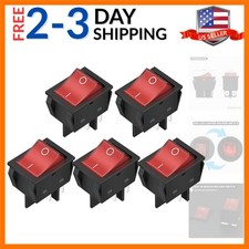 12V 30A Rocker Switch 4 Pin Red LED Lighted Rocker Toggle Switch DPST Heavy D...