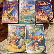 Disney Black Diamond VHS Lot of 5 Beauty Beast Jungle Book, Aladdin, Fox Hound R