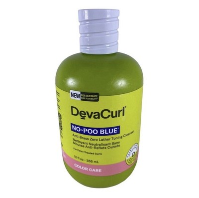 DevaCurl No-Poo Blue Anti Brass Toning Cleanser 12 fl oz For Color Treated Curl