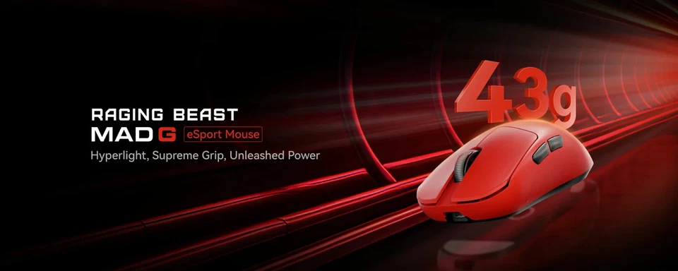 FGG MAD G 43g Lightweight Wireless Gaming Mouse 8KHz PAW3395 RGB Ergonomic - Image 2 of 4