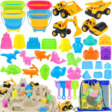Beach Toys, Sand Toys for Kids Boys and Girls with 4 Beach Construction Vehicles