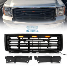 Fit 2007-2013 Gmc Sierra 1500 Matte Black Mesh Front Bumper Upper Grill Wlights Fit 2007-2013 Gmc Sierra 1500 Matte Black Mesh Front Bumper Upper Grill Wlights