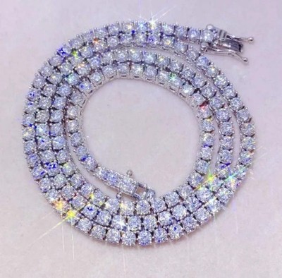VVS Moissanite Tennis Necklace Sterling Silver 925 Round Cut Passes Tester