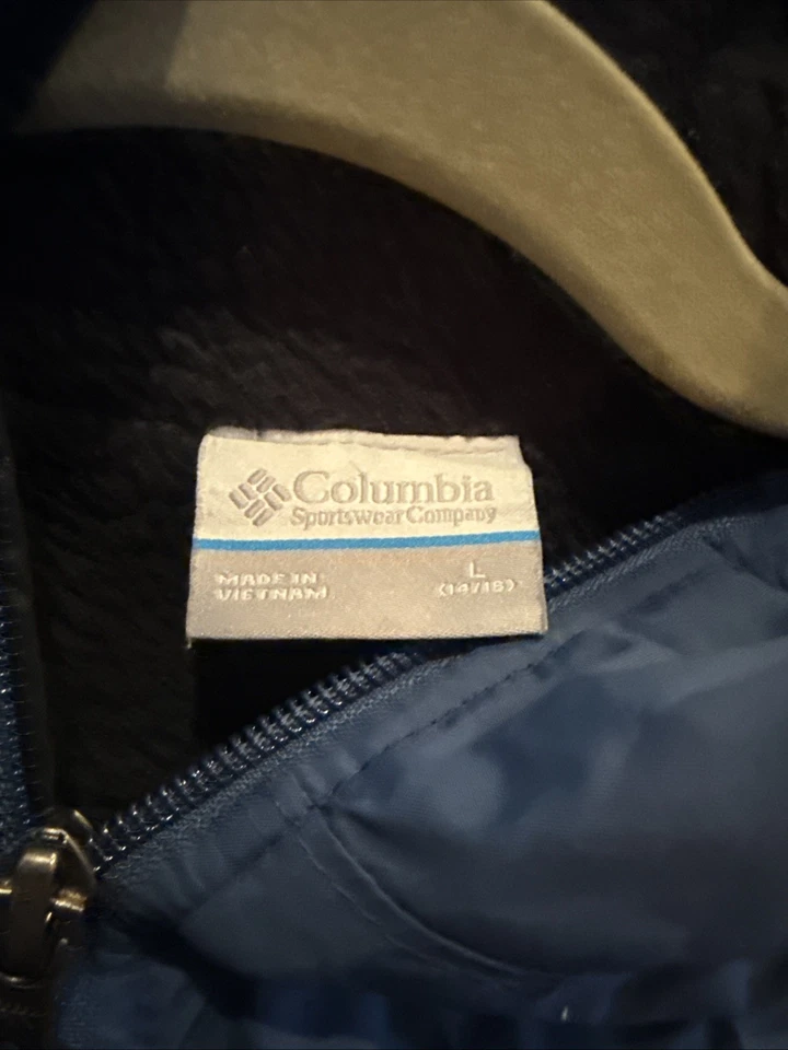 Columbia Boys Blue Full Zip Hooded Fleece Jacket with Nylon Panels Size Large - Image 4 of 4