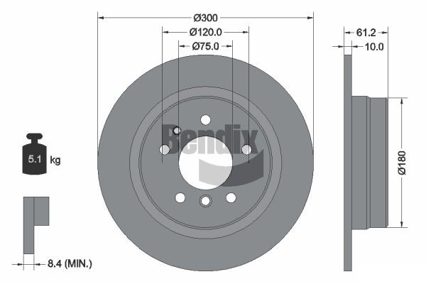 2 PCS Bendix Braking BDS1811 Brake Disc-image