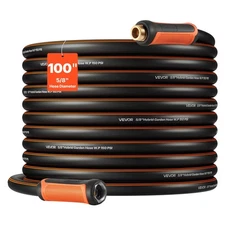 VEVOR Garden Hose 100ft 5/8" Rubber Water Hose 3/4"Fitting Heavy Duty & Non-kink