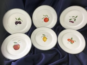 6 ULSTER CERAMIC JARDIN de FRANCE fruit motif SALAD PLATES IRELAND 🍋🍒🍑🍐🍓🍊
