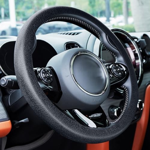 Spurtar Car Steering Wheel Cover for Women Men Car Accessories, Silicone Black