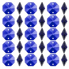 K9 Crystal Octagon Beads 2 Holes 100 Pack 14mm Chandelier Prisms, Black Blue