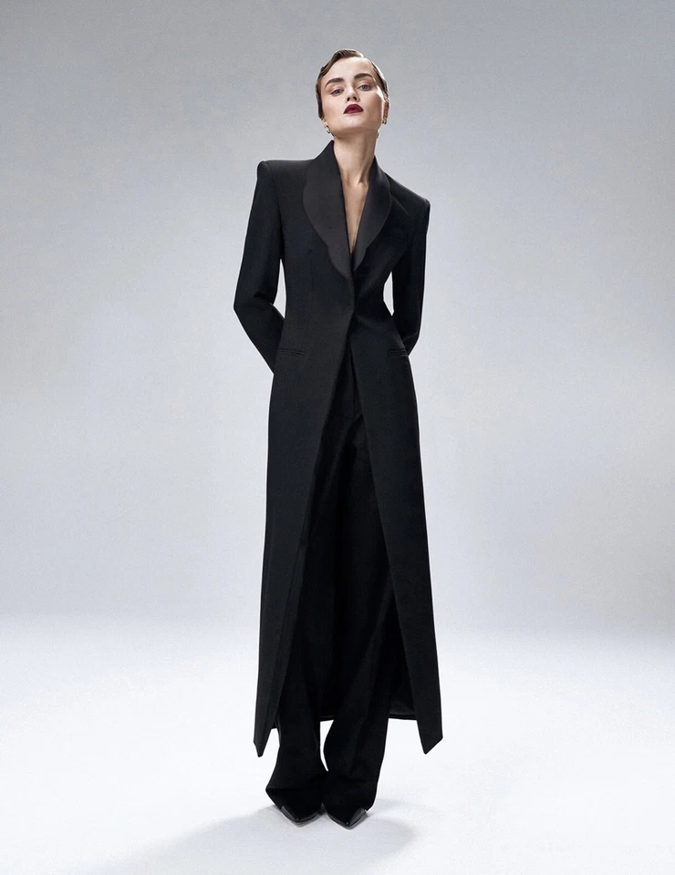 Fashion Women Suit Sets Slim Fit Long Jacket Pants 2pcs Cocktail Single Breasted - Image 2 of 4