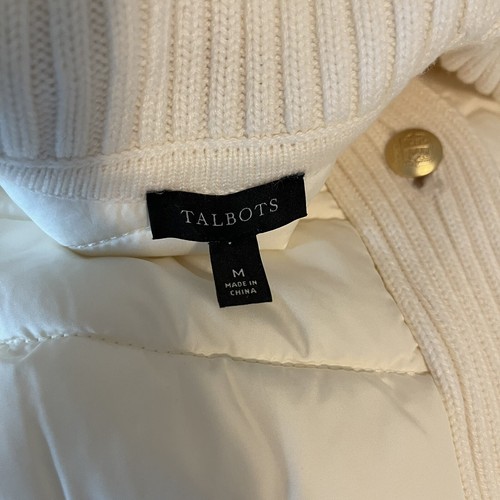 NWOT Talbots Sweater Sleeve Puffer Jacket Ivory Sz M $289 - Picture 10 of 12