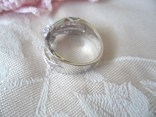 Vintage Jewellery White Gold Ring with Pink Sapphires Antique Deco Jewelry 10 U - Picture 7 of 8