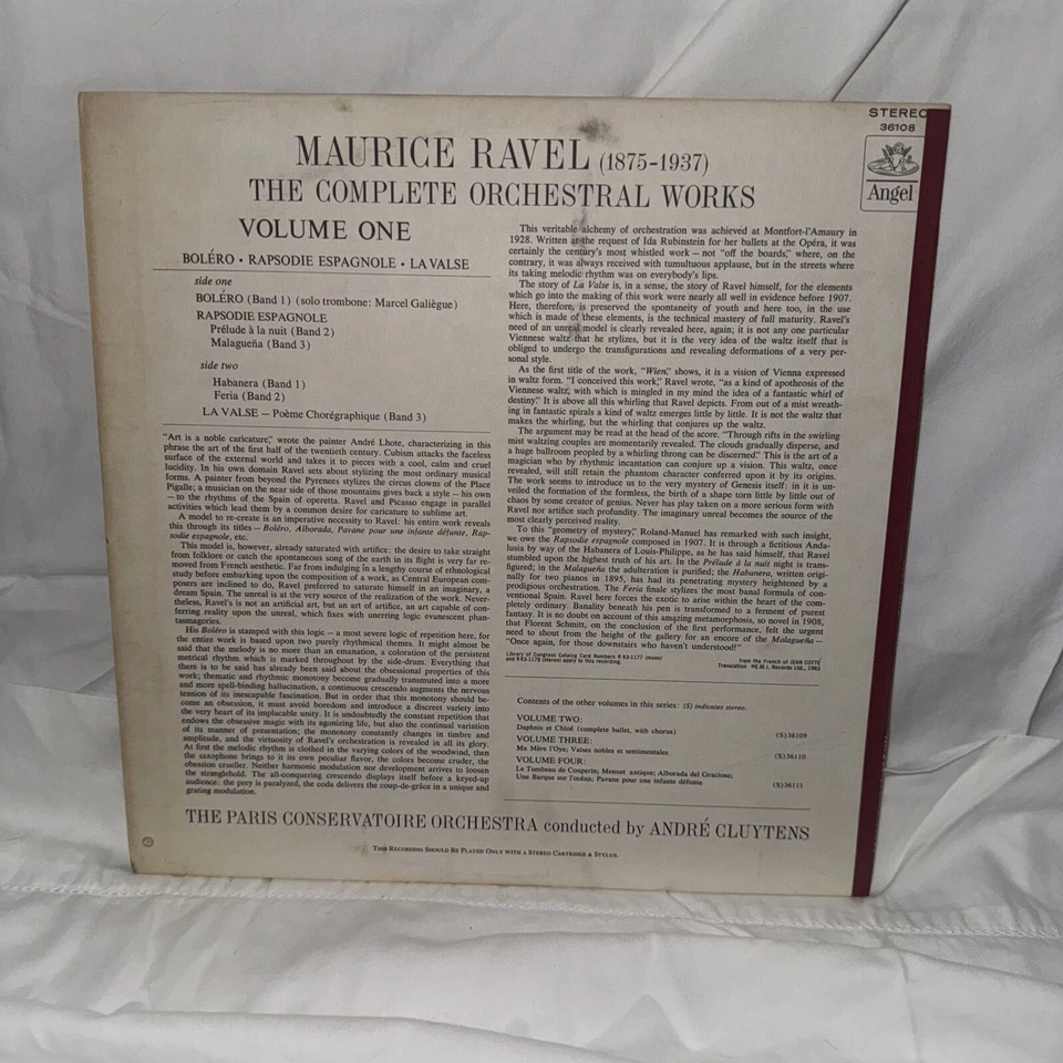 ANDRE CLUYTENS SAXF RAVEL L'OEUVRE POUR ORCHESTRE BOLERO LA VALSE RHAPSODIE  - Image 2 of 4