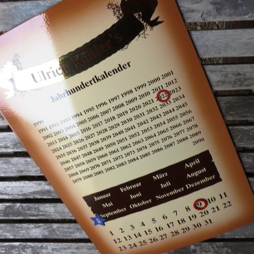 JAHRHUNDERT KALENDER Ulrich Köhler = Altes Emailschild BOOS und HAHN um 1990 TOP