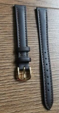 12mm VINTAGE GENUINE CALF LEATHER APOLLO STITCHED BROWN WATCH STRAP, GOLD BUCKLE