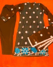 Pakistani 3 Piece Shalwar Kameez Large, Embroidery Chiffon Dupatta Used Once Set