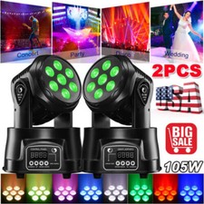 2pcs 105W Moving Head Stage Lighting RGBW Wash 7LED DMX Mini Light DJ Disco