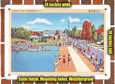 METAL SIGN - New Jersey Postcard - Crystal Pool, Keansburg, N.J.