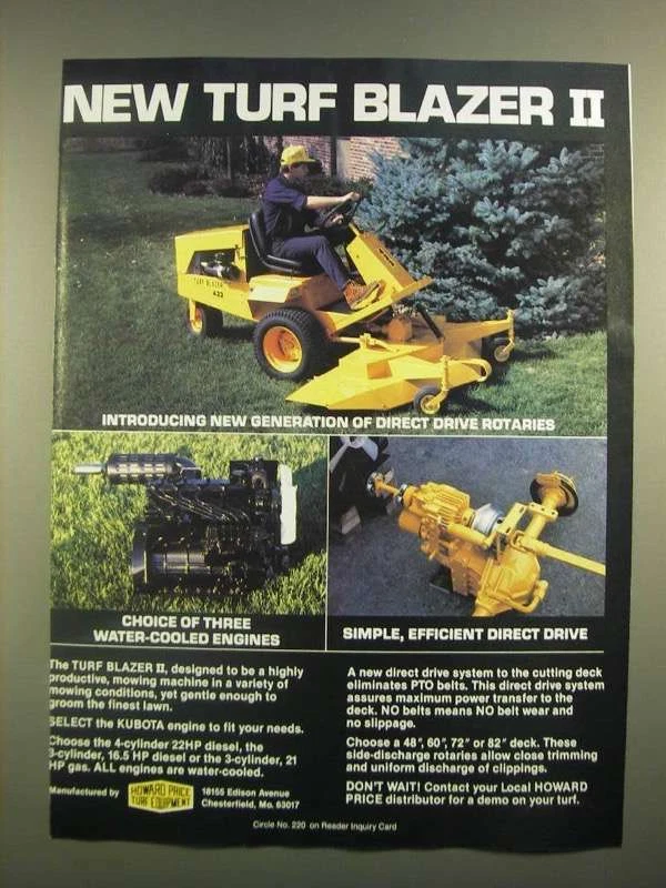 1988 Howard Price Turf Equipment Turf Blazer II lawn mower Ad