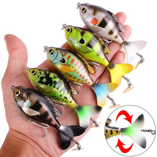 Señuelos de pesca hélice de cebo Whopper popper cola giratoria gancho de agudos flotante - Imagen 17 de 19