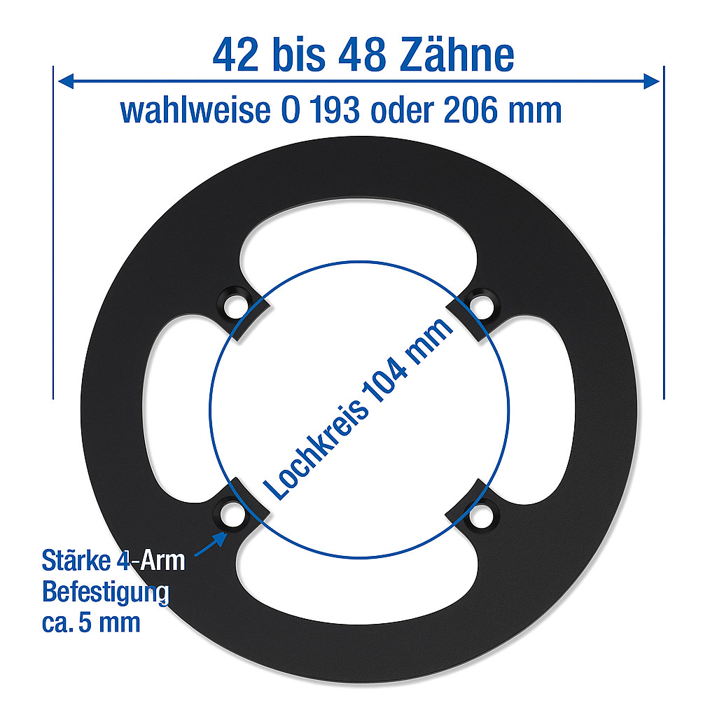 Электровелосипед Bosch Kettenschutzring E-Bike 4448 Zhne 104 мм Lochkreis schwarz 5890₽
