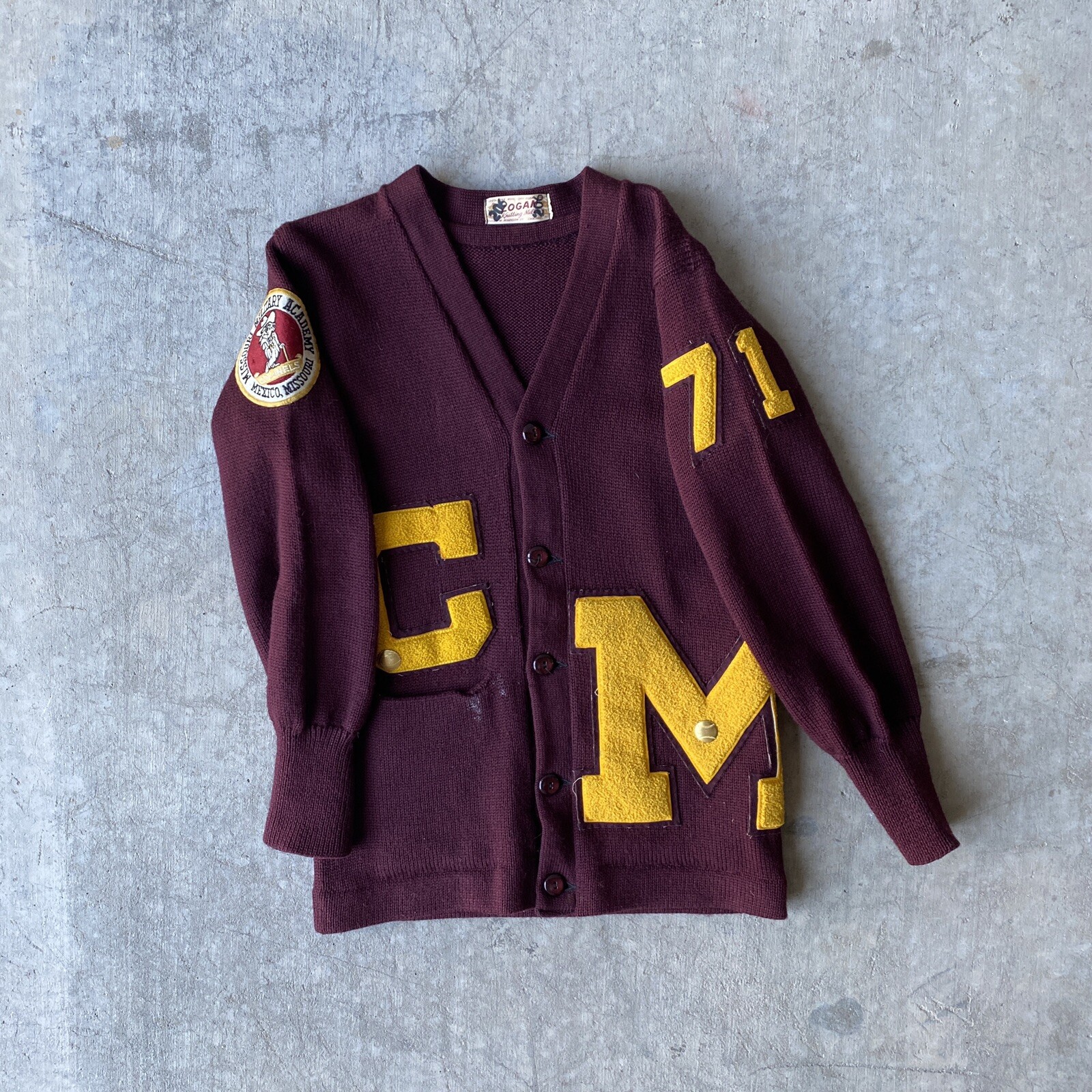 Vintage 70s Logan Mills Varsity Letterman Knit Cardigan Sweater ￼Maroon  Size M | eBay