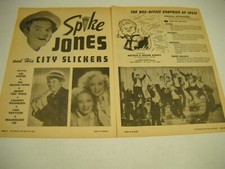 SPIKE JONES and His CITY SLICKERS original 2-piece 1943 PROMO DISPLAY AD