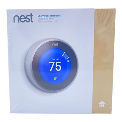 Google Nest 3rd Gen Smart Learning Thermostat - Stainless Steel - NEW Sealed