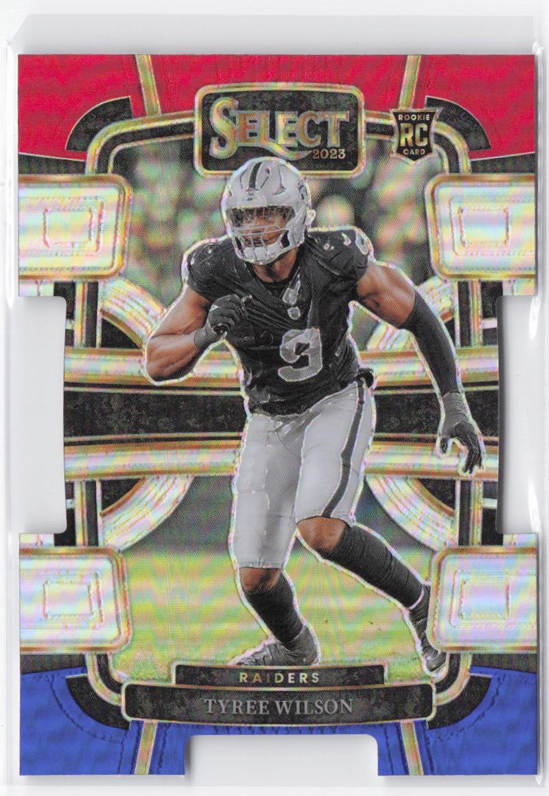 2023 Panini Select Tyree Wilson #60 Red and Blue Prizms Die-Cut Raiders