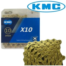 KMC X10 10 Speed Titanium/Gold Bike Stretchprf Chain fit Shimano SRAM Campagnolo